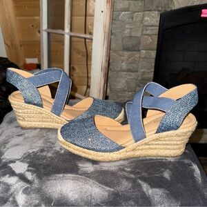 Easy Spirit Blue Wedge Sandals